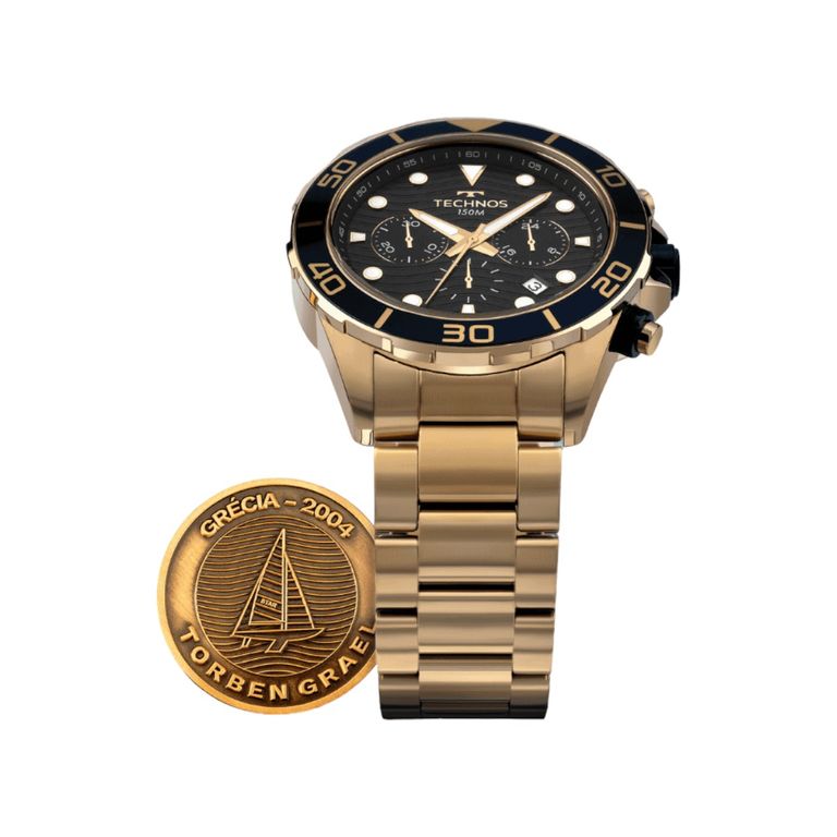 Relógio Technos Acqua Dourado Edição Especial Torben Grael